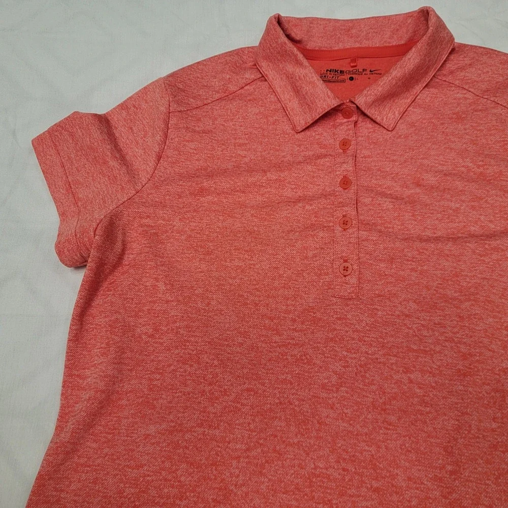 Nike Golf Dri-FIT Womens Polo Shirt Orange Heather Short Sleeve 725584-852 L